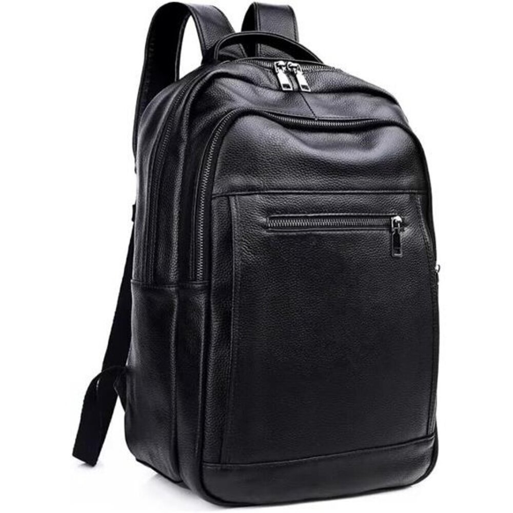 Cowhide Laptop Backpack for Men 15.6 inch Leather